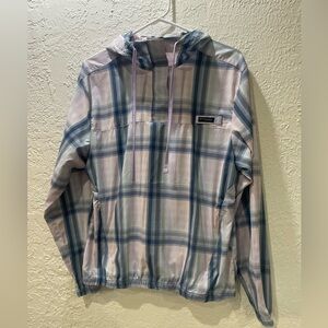 Columbia Checkered Hoodie in Blue and Pink